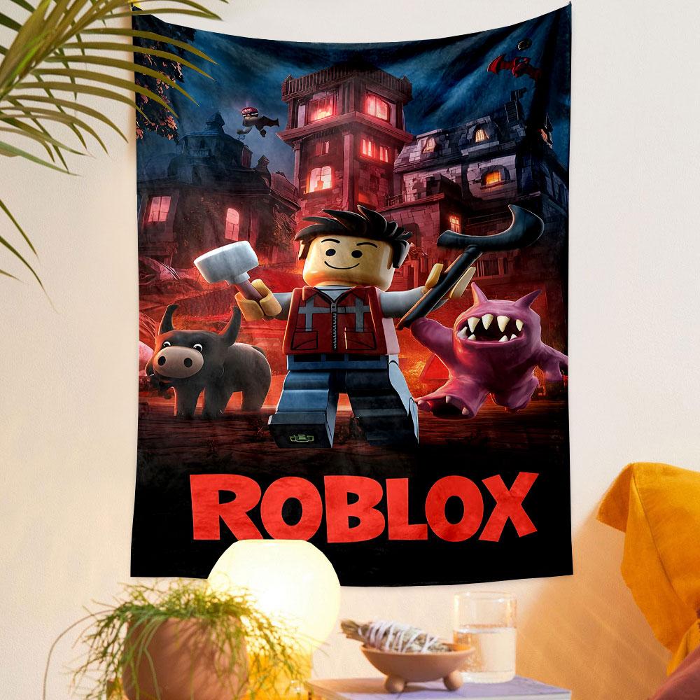 "Roblox Adventure: Haunted Mansion Scene" Patterned Tapestry Decorative Wall Hanging, Home Bedroom Living Room Decor