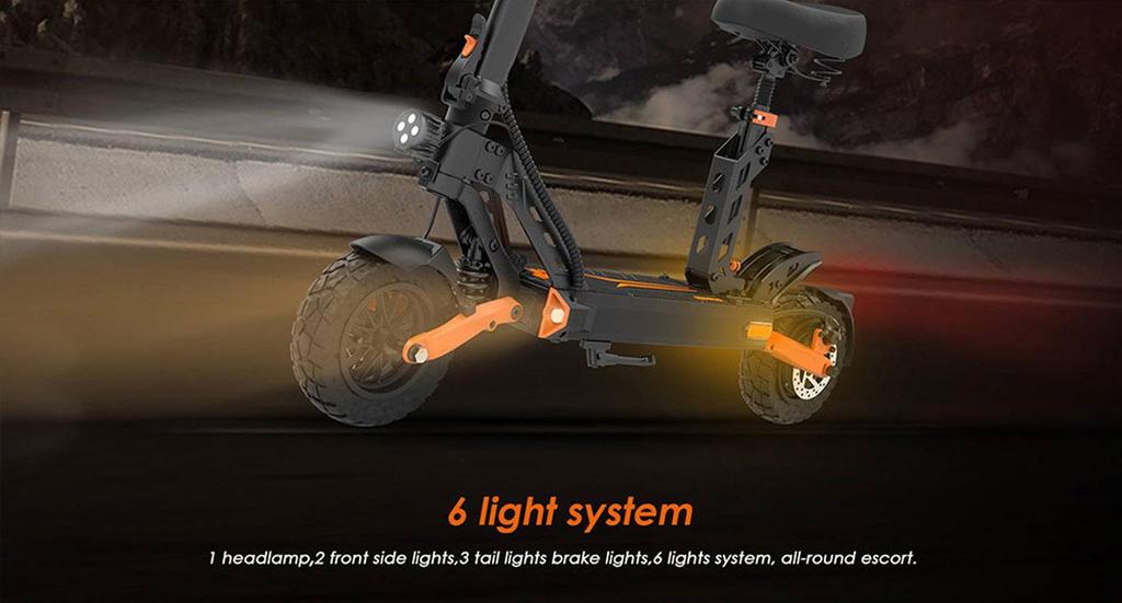 Elektromos roller összecsukható Kukirin G2 Pro 600W motor végsebesség 45Km/h kivehető üléssel 48V 15.6AH hatótáv 58Km terhelhetőség 120Kg