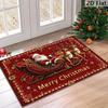 VIKAMA Pink Snowman Snowflake Xmas Doormat Non-Slip Washable Front Door Rug Indoor Outdoor Winter Entrance Decor