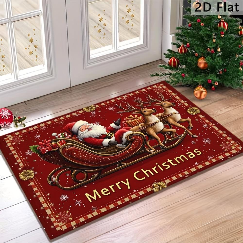 VIKAMA Pink Snowman Snowflake Xmas Doormat Non-Slip Washable Front Door Rug Indoor Outdoor Winter Entrance Decor