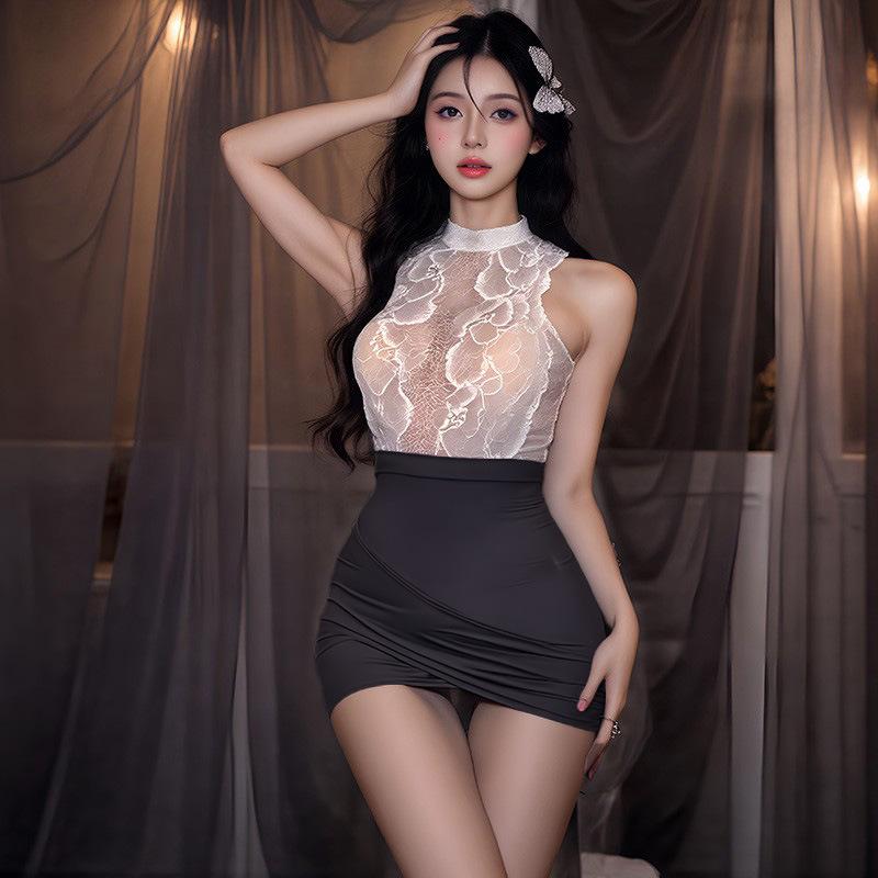Large size erotic underwear stewardess secretary hip skirt passion temptation sexy hollow uniform free small chest open