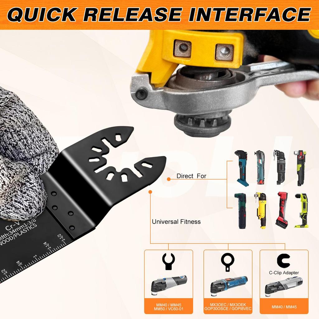 35-Piece Universal Multifunctional Oscillating Saw Blade Set - High-Carbon Steel