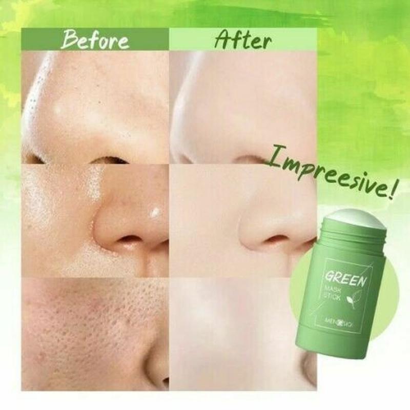 1 Pezzo Maschera Viso Tè Verde Olio Argilla Purificante Stick Controllo Sebo Melanzana Anti-Acne Maschera Solida