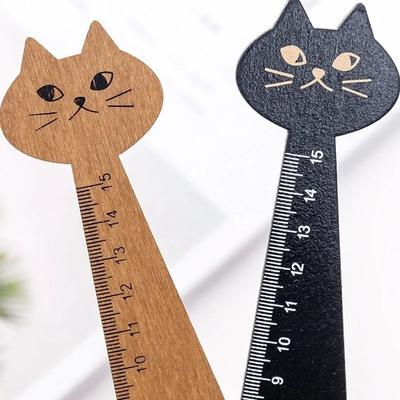 1 sztuka słodki kociak linijka prosta drewniane narzędzia kawaii artykuły papiernicze rysunek kreskówkowy