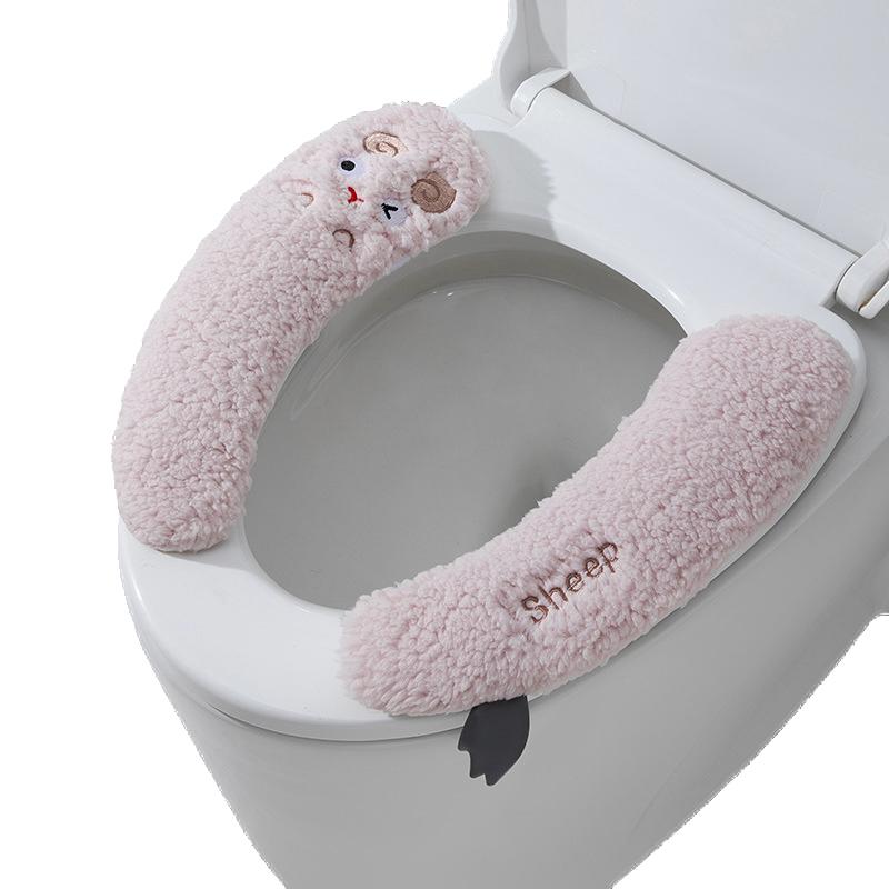 

Утолщенная Теплая Плюшевая Стерильная Крышка для Сиденья Унитаза - 1 Пара, Клейкая, Подходит Для Всех Сезонов, Полиэстеровый Материал, Можно Стирать Вручную фиолетовый