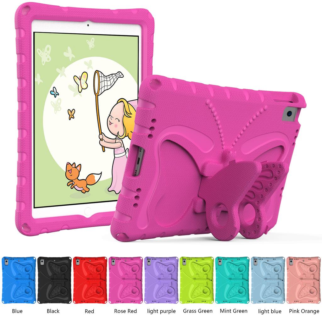 For iPad 10.2 (2021)/(2020)/(2019)/iPad Air 10.5 inch (2019) Case Butterfly Kickstand EVA Tablet Cover with Lanyard