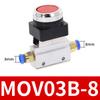 Mechanisches Ventil MOV-03B 1/8" Gewinde 2 Positionen 3 Wege Roter Grüner Flacher Druckknopf Momentanes Pneumatikventil