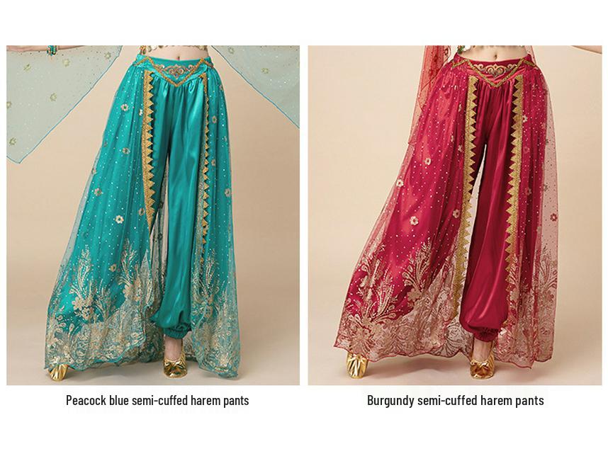 Fashion Huayu Indian Dance Costume: Adult Belly Dance Outfit with Xinjiang Dance Lantern Wide-Leg Pants