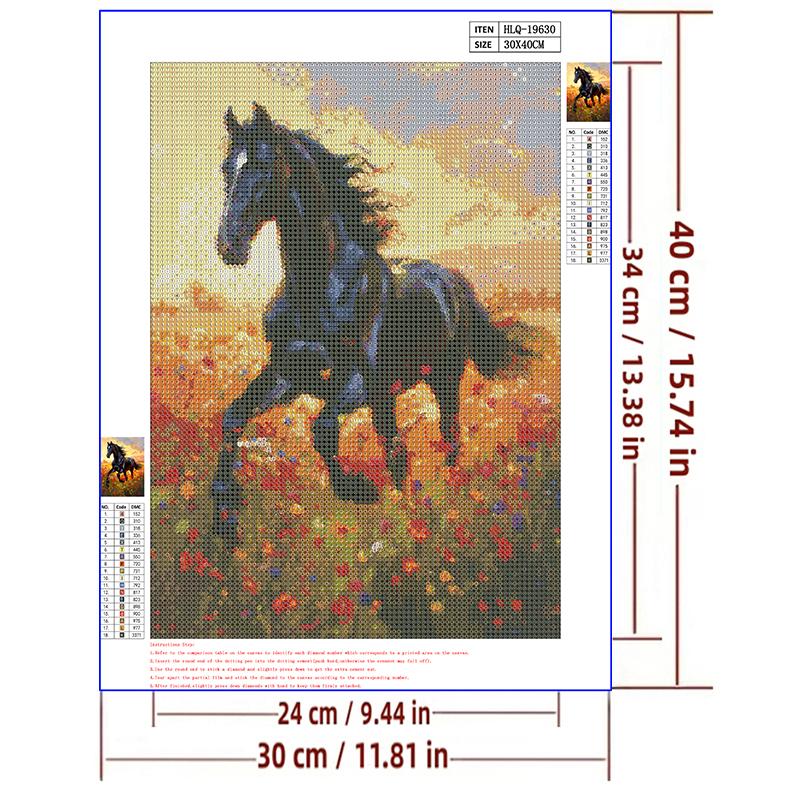 5d DIY Diamond Painting Cross Stitch Animal Black Horse Diamond Embroidery Mosaic Flower Sea Full Round Drill Home Decor
