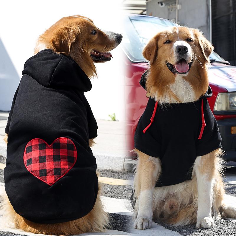 Autumn and Winter, Small and Large Dogs, Heart-shaped Checkered Dog Clothes, Cat Sweatshirts, Teddy Cats, French Fighting Pets