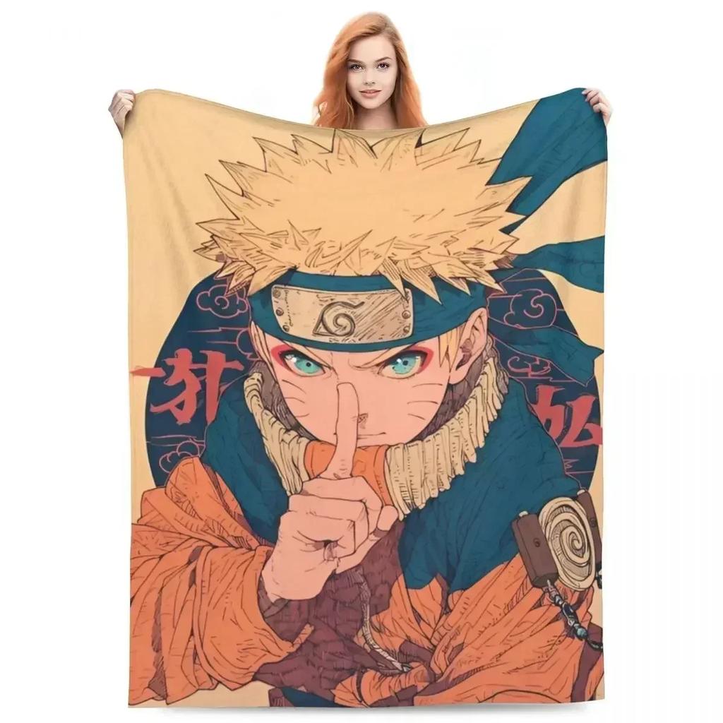 Japanese Anime Graphic Blankets N-Narutos Flannel Novelty Soft Throw Blankets for Home All Season