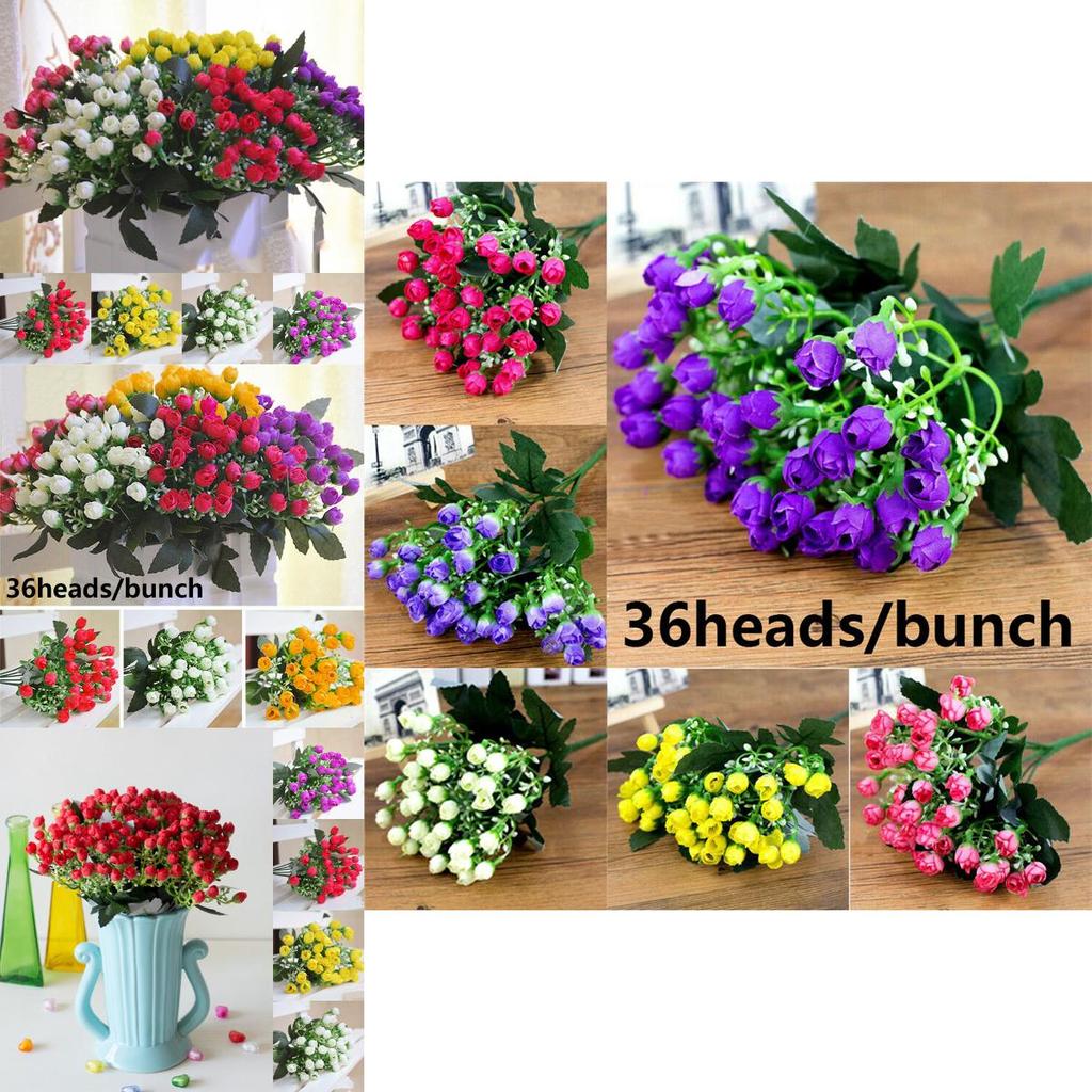 Elegant 36 Heads Artificial Silk Rose Flowers Bouquet For Wedding And Home Dcor