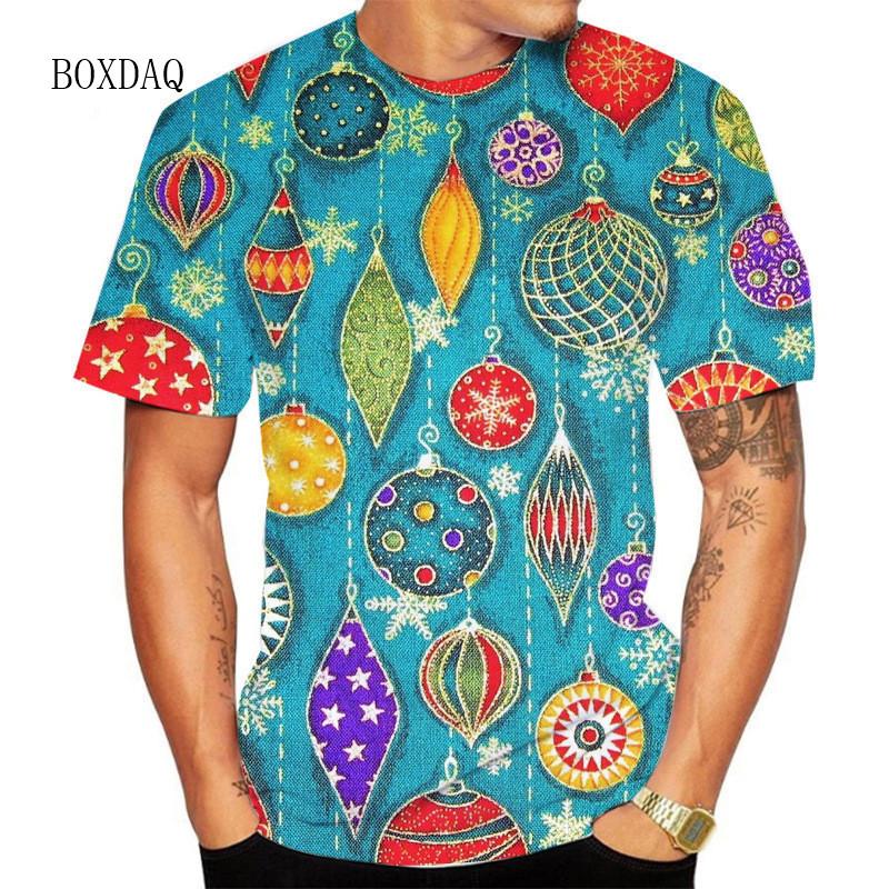 Summer Men's 3D Printed Crew Neck T-Shirt Christmas Dress Up