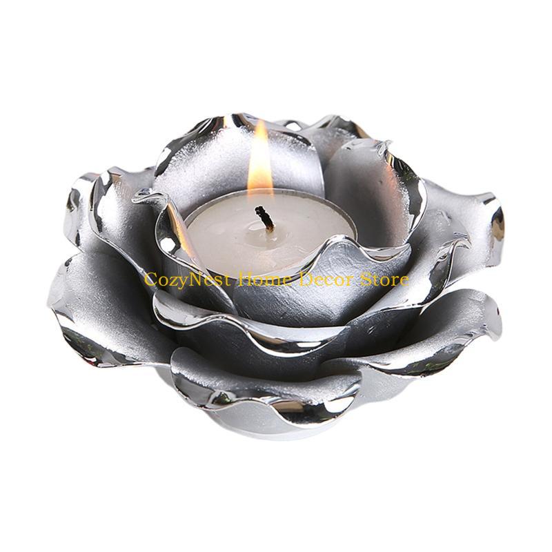 92MF Flower Candle Holder Ceramic Tea Light Holders Candlestick Stand Table Decor