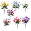Realistic Looking 7 Heads Plastic Hibiscus Flower Arrangement Outdoor Artificial Flower Suitable For Garden Enhancement