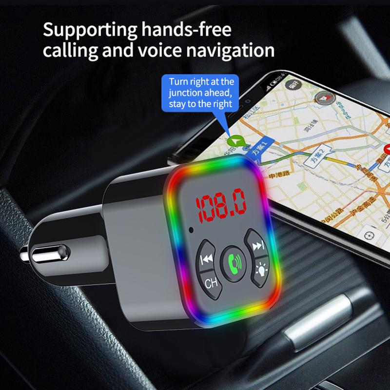 

F10 Car Hands-free Call Bluetooth-compatible Receiver Support U Disk MP3 Player with Ambient Light Type A