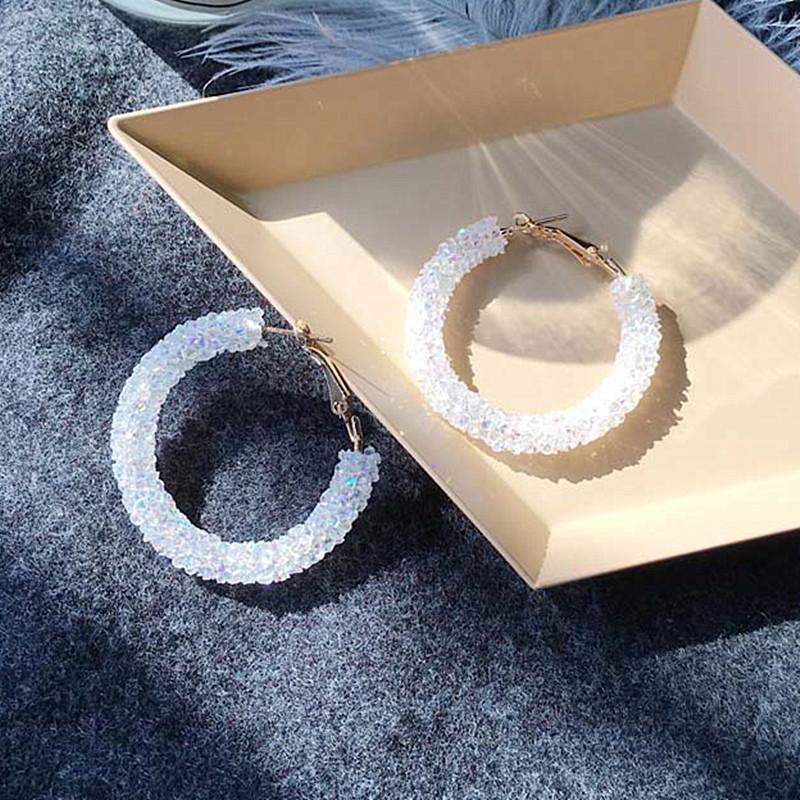 Crystal Hoop Earrings For Women C-shaped Punk Brincos Fashion Jewelry Bijoux Geometric Circle Loop Earring pendientes mujer