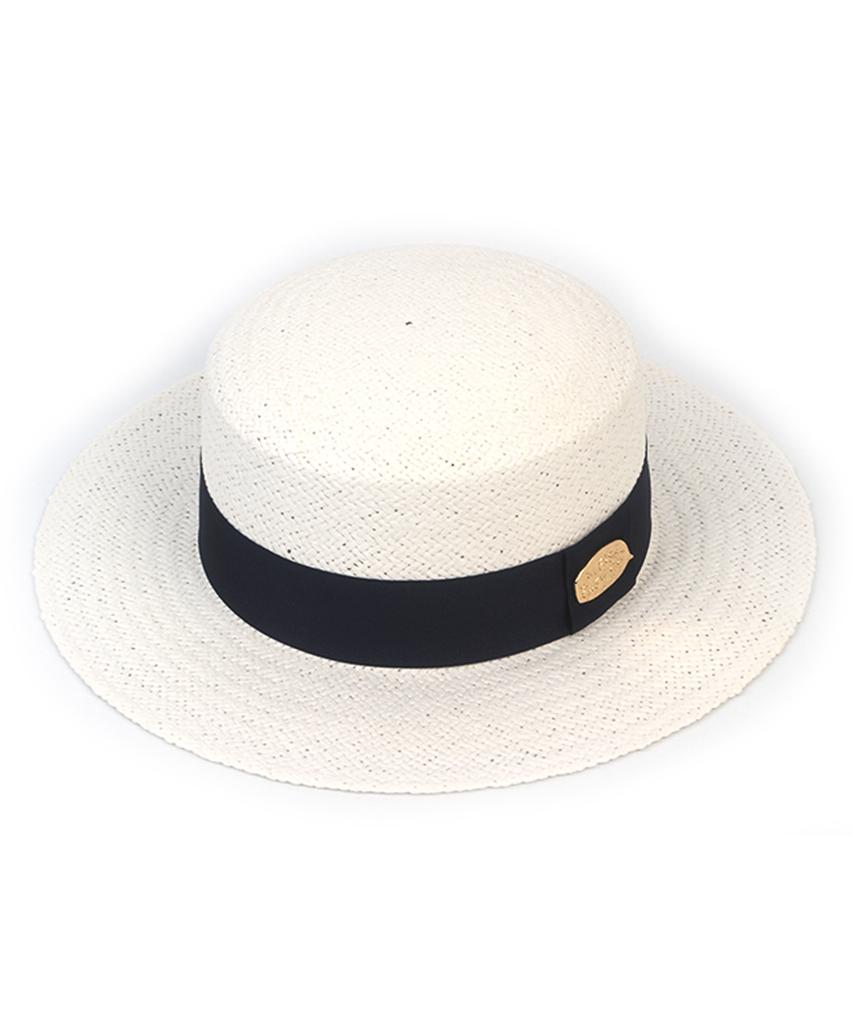 White Navy Line Panama Hat