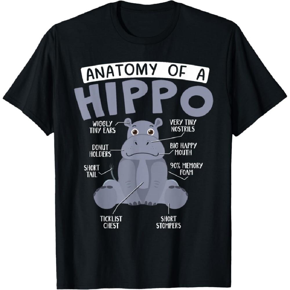 

Anatomy Of A Hippo Animal Hippopotamus Lover T-Shirt S