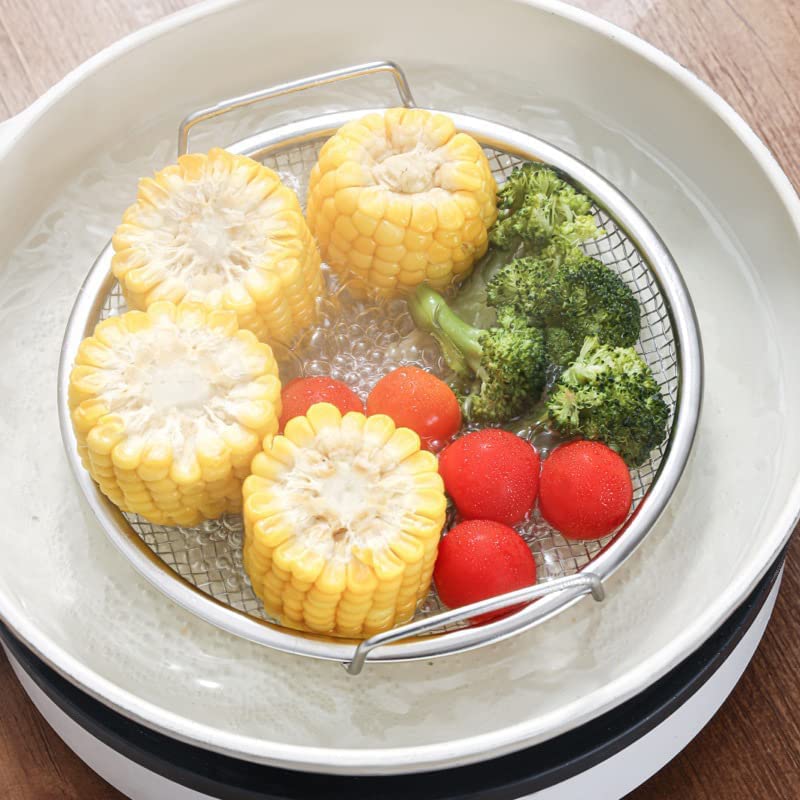 Stainless Steel Steaming Oil Draining Steaming Vegetable Cooking Mesh Frying Tempura Vegetable Draining Tabletop 22cm Basket, Plate, Basket, Basket,