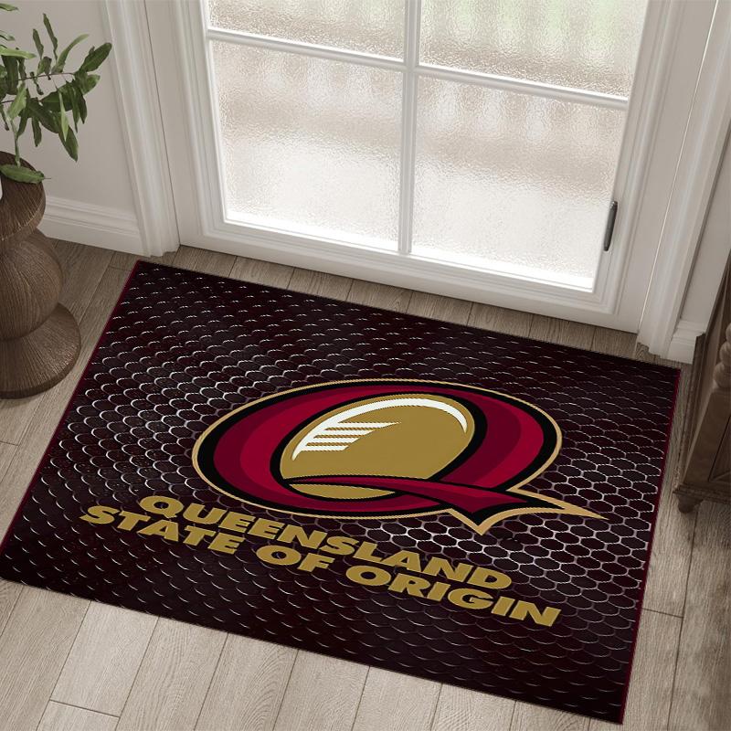 Queensland Maroons Design Crystal Velvet Carpet Cozy Non?Slip Printed Rug For Bedroom Living Room Entrance