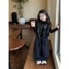 Girls' Stylish Faux Leather Jacket and Plaid Pants Set