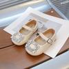 Toddler Girls Leather Shoes Princess Shiny Crystal Kids Flat Shoes Pu Soft Sole Non-slip Children Dance Shoes Wedding 2025 New
