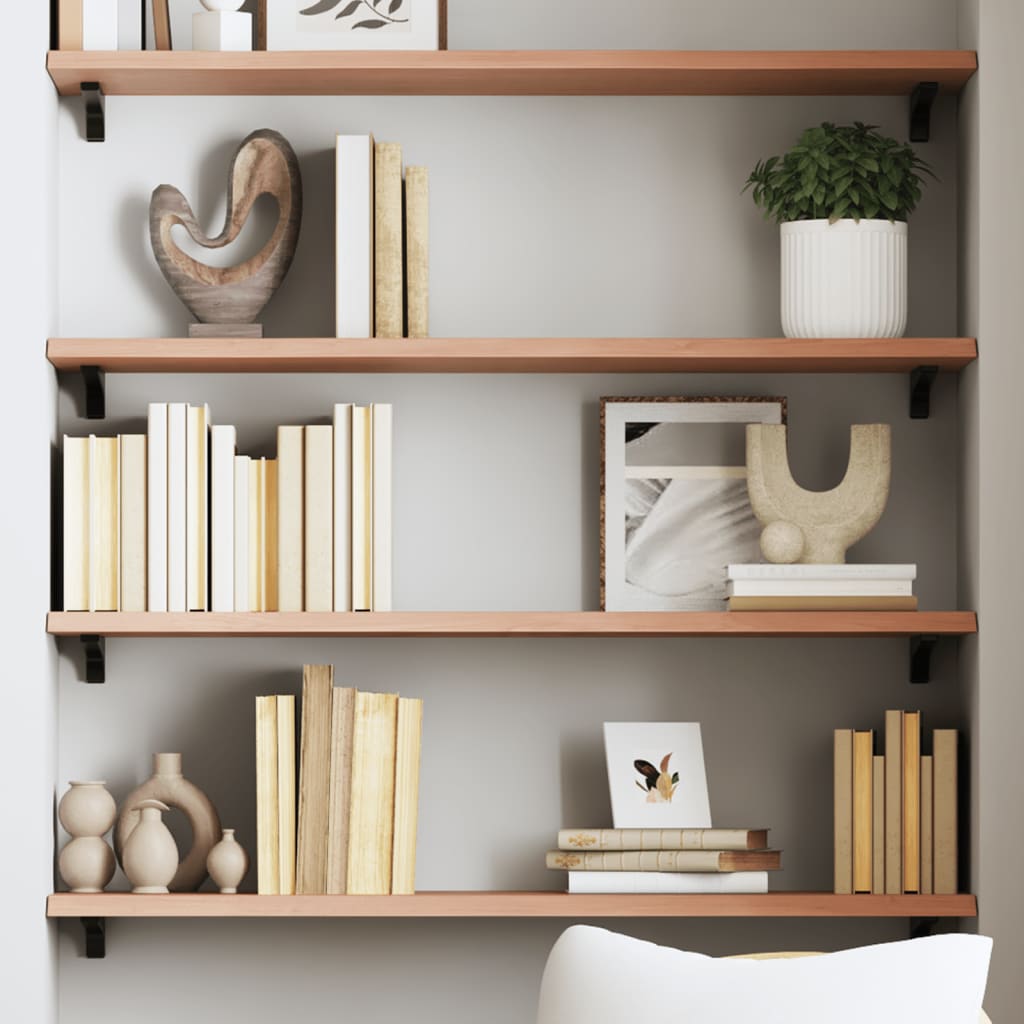 Vidaxl Regal, Hellbraun, 100X30X2Cm, Lackiertes Massivholz Eiche
