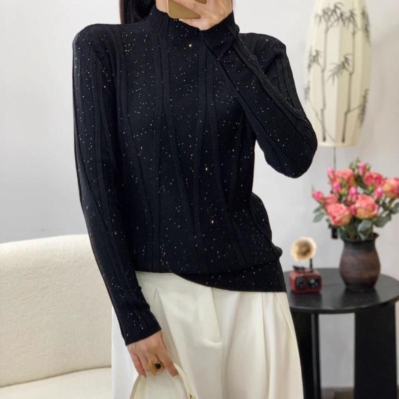 Women's Autumn New Clothes High-End Chic Beautiful Starry Sky Half Turtleneck Slim Knitwear