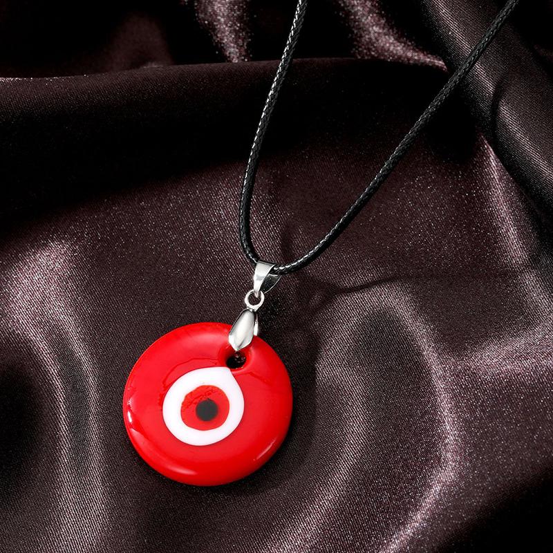 Color Glass Blue Evil Eyes Pendant Necklace Women Men Round Turkish Lucky Eye