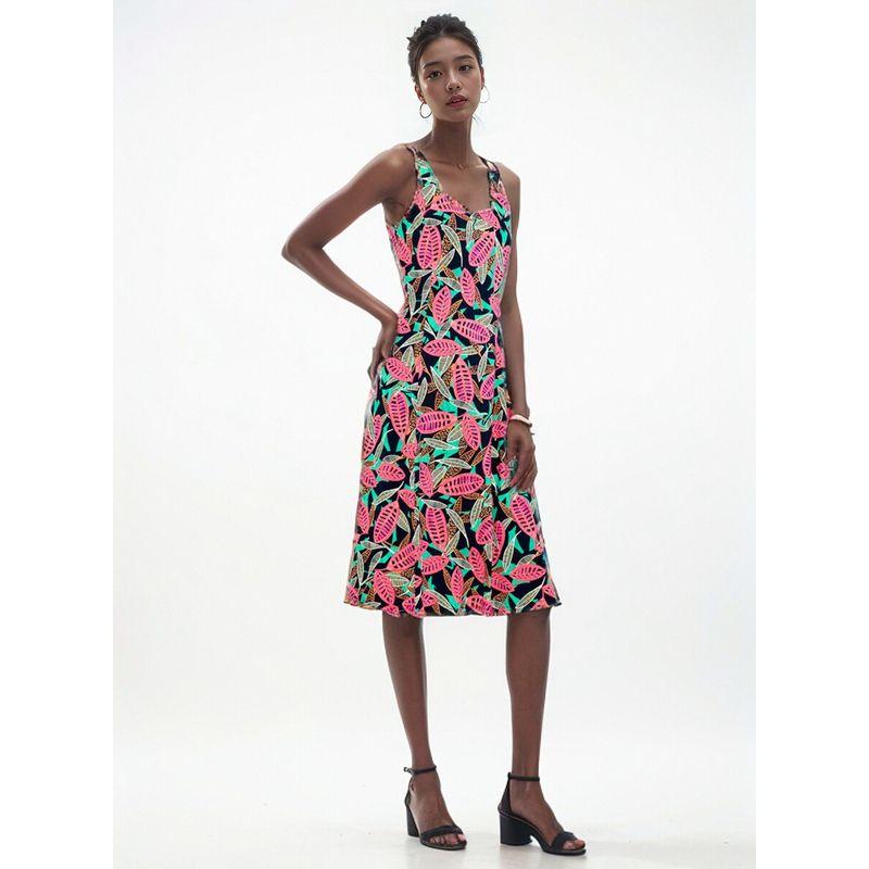 

Wood Tencel Print Vest Dress Chubby Girl Mid-Length Casual Skirt 24 Spring and Summer Fashion Plus Size Female Slim Looking Skin Color Lifting Black background REDLEAF M