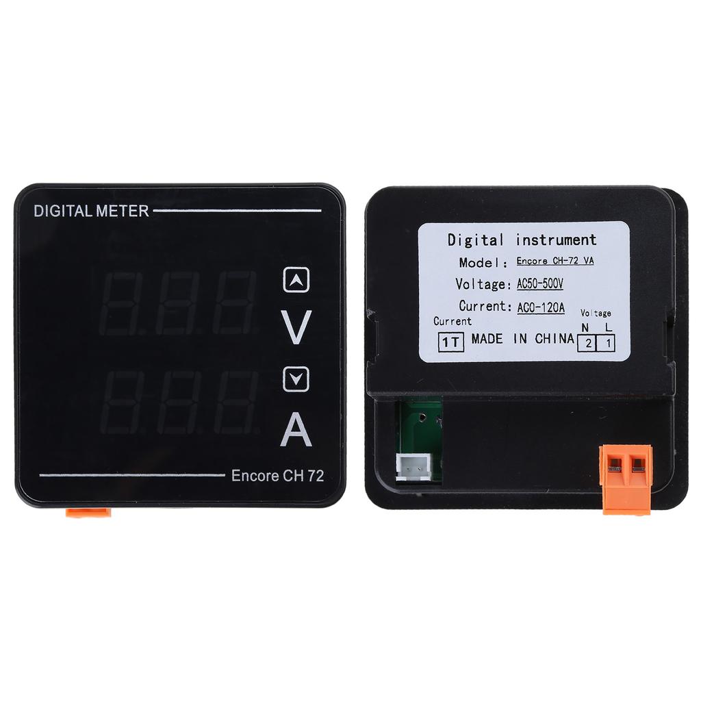Digital Voltage Current Meter Panel Voltmeter Ammeter LED Display AC50-500V 1-140A Embedded Installation Compact-size
