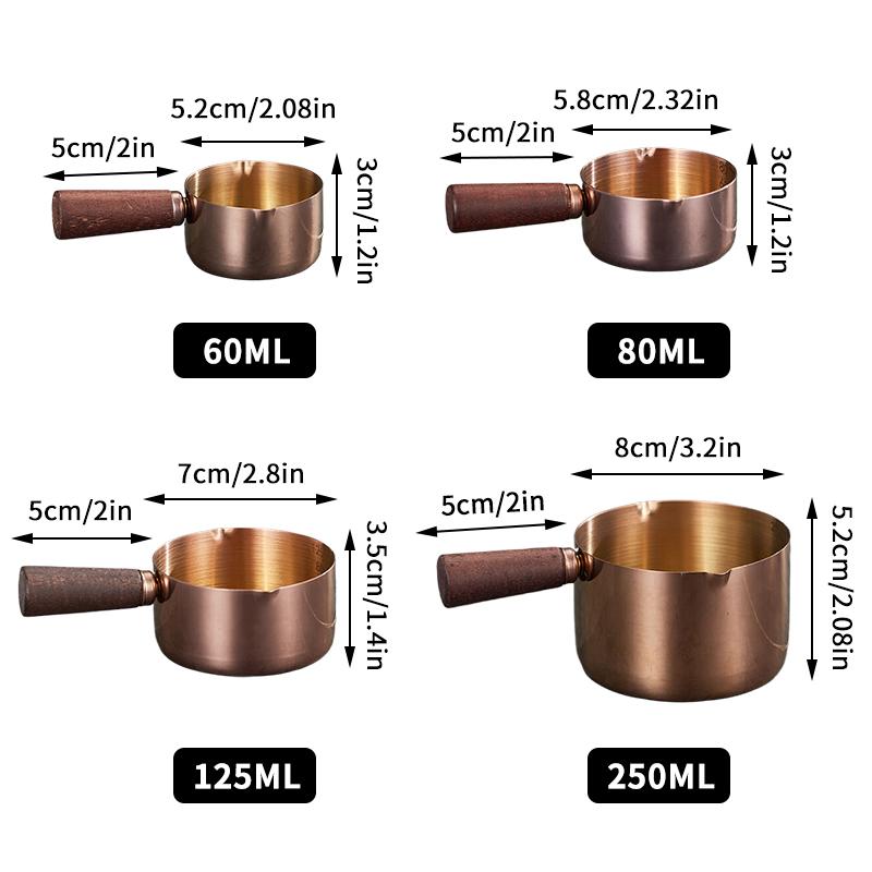 1Pcs Stainless Steel Sauce Cup Western Sauce Cup Steak Dressing Cup Wooden Handle Tomato Salad Dipping Saucer Kitchen Tool