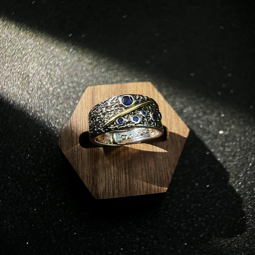 Retro Pierścionek z Gwiazdami Deszczu Meteorów Punk Gotycki Regulowany Otwarty Pierścionek Dla Mężczyzn Miedziany Projektant Cyrkonia Akcesoria Romantyczny Prezent Unisex