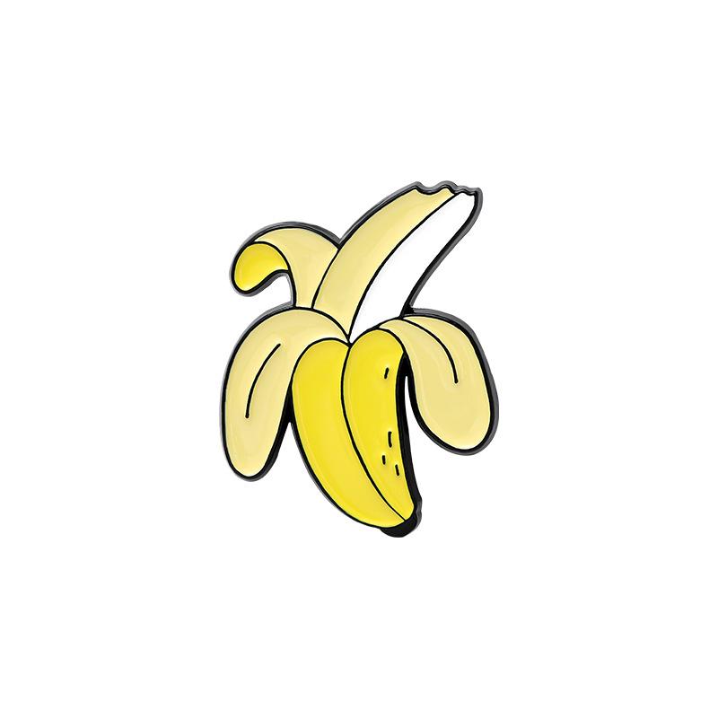 Little Monkey Woodpecker Mini Banana Shape Enamel Lapel Pin Cartoon Metal Brooch Jewelry For Women Men Hat Backpack Bags Badge P
