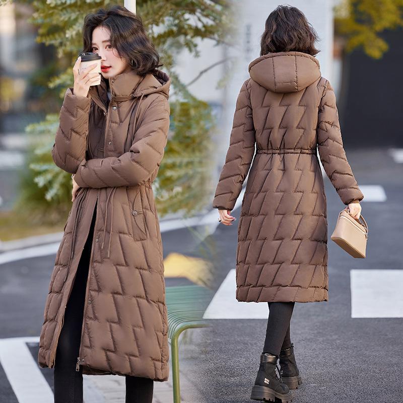 2025 Cotton Clothes, Cotton Clothes, Women's Over the Knee Long Winter New Thickened Jacket, Fashionable Temperament, Slim and Slim Cold Clothing