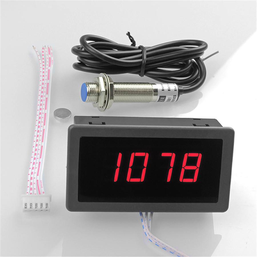 DC 8-24V 4 Digital Motor Red LED Tachometer RPM Speed Measure Gauge Meter Tester