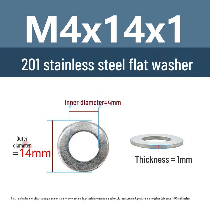 Yigu Yigu 201 Stainless Steel Flat Washer, Enlarged and Thickened Round Metal Screw Washer