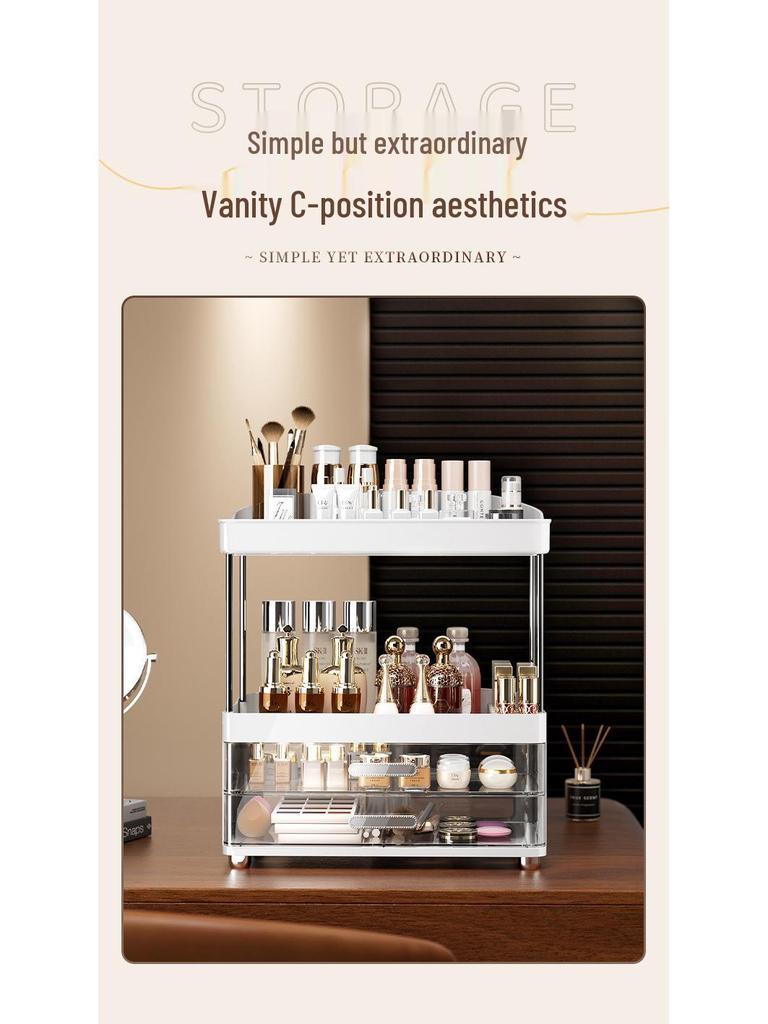 High-End Skincare and Makeup Organizer: Large Capacity Cosmetic Storage Box and Dressing Table Rack