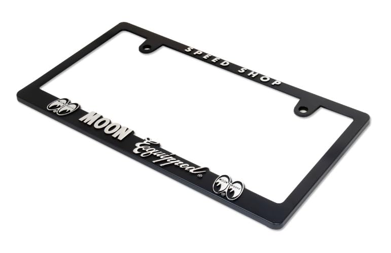 Set of 2: New Standard-Compliant MOON Equipped 3D Number Plate Frames in Chrome, SPEED SHOP, Moon Equipped MG062BKMQCH, Dress Up