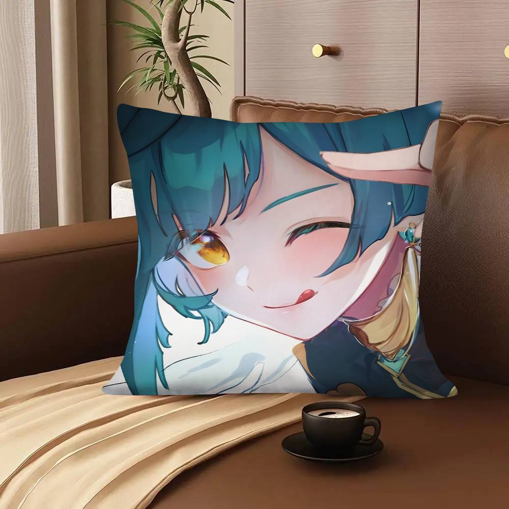 1pc Game Genshin Impact Xingqiu Anime Pillow Case Fashion Square Pillowcase Bedroom Sofa Room Ins Decoration Leisure