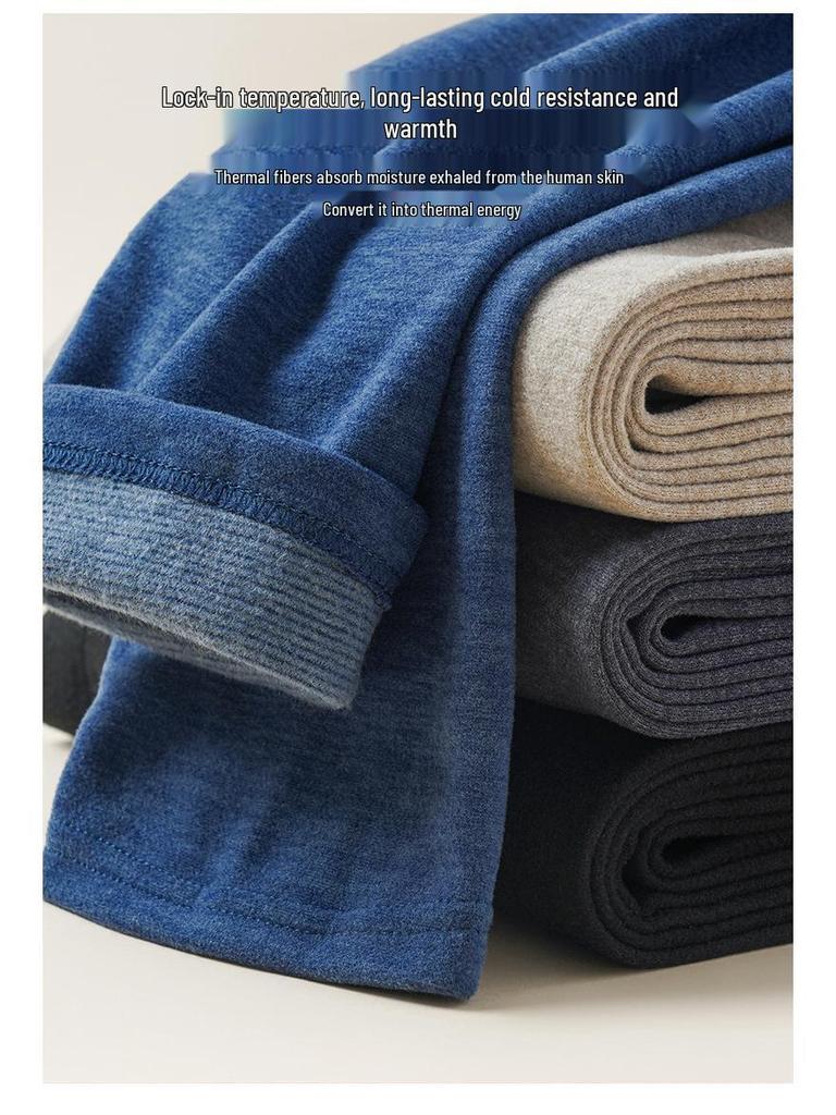 Men's and Women's Cashmere Silk Fleece-Lined Seamless Underwear Set for Autumn/Winter - Includes Base Layer Top and Pants