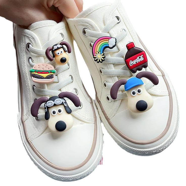 Cute Pilot Dog Shoe Lace Buckle with Cola & Hamburger Design