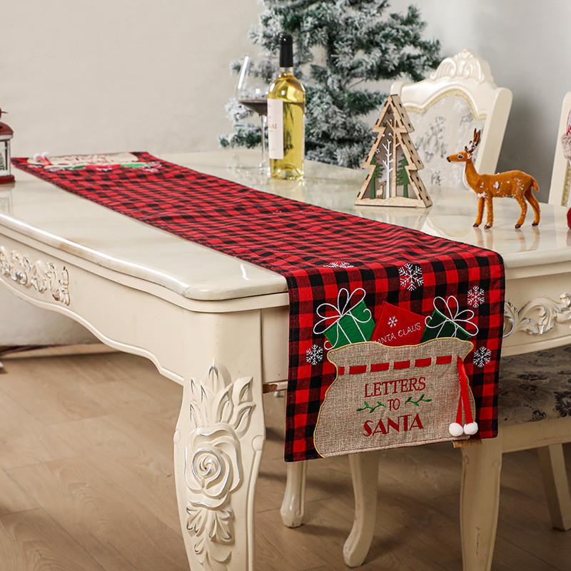 Decor Christmas Home Linen Gingham Table Flag Creative Decorative Goods Item