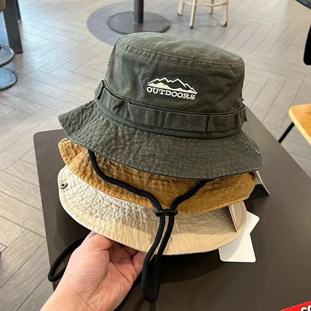 Mountain Range Embroidery Travel Hat Unisex Sunscreen Hats Fashion Fisherman Hat  Hiking