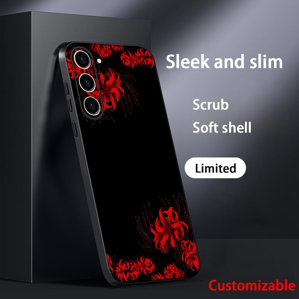 Art Red spider lilys japan design Phone Case For Samsung Galaxy S26 S25 S24 S23 S22 S21 Plus Ultra Note20 Soft Black