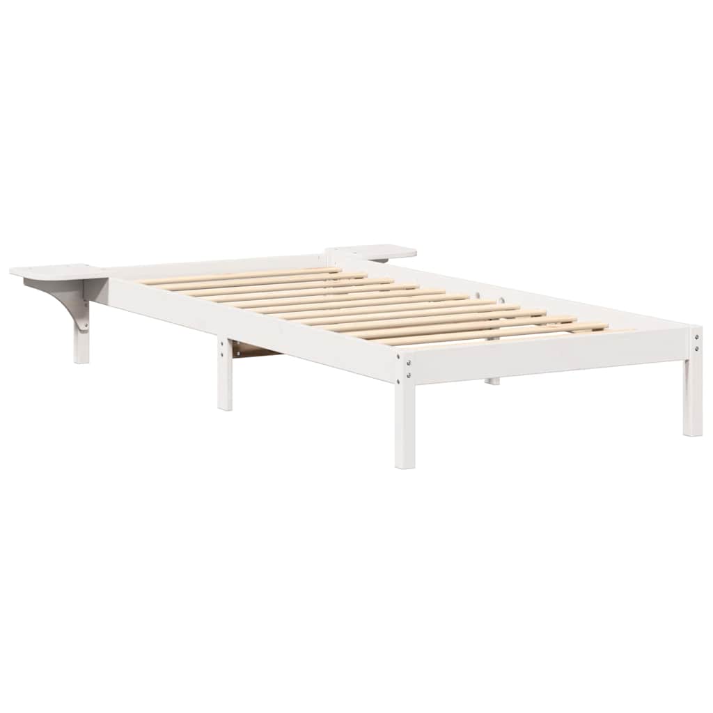 Bed Frame White 75 x 190 cm Solid Pine Wood