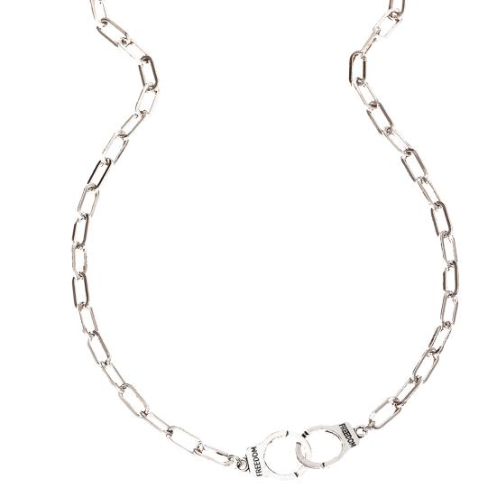 

Ожерелья Наручники Якорная цепь Уникальный дизайн Нержавеющая сталь Бесконечность Переплетенные круги Колье Заявление для женщин серебряный