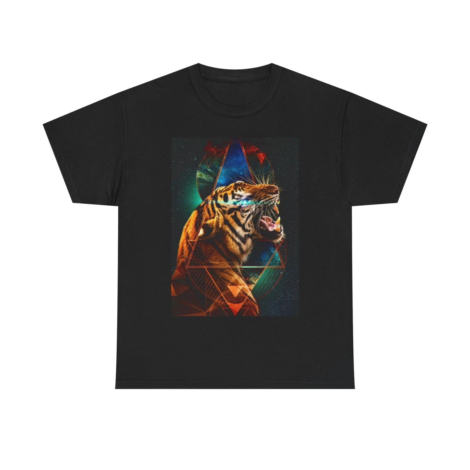 Men s and Women s T-shirts Tiger Growling In Space Graphic M