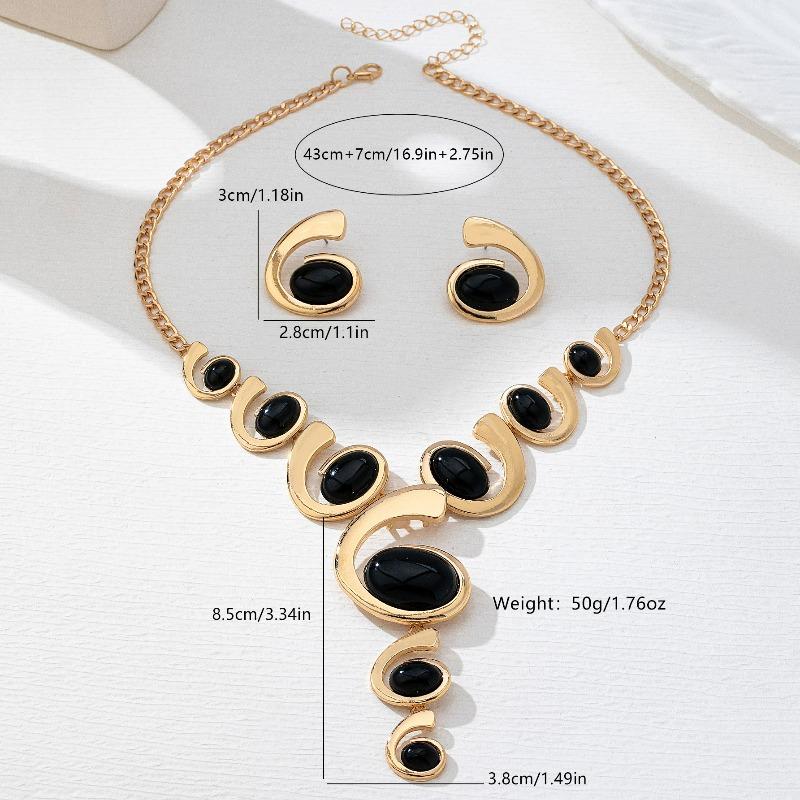 Bohemian Retro Spiral Snail Pendant Y-shaped Necklace Stud Earrings Set Female Elegance and Exquisite